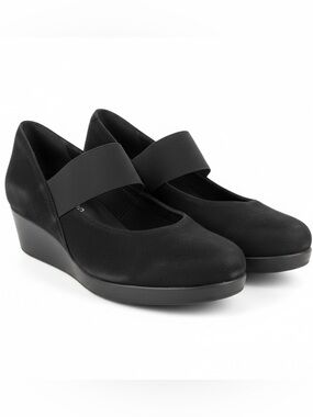 Arche Black Nubuck Leather Mary Jane Platform Midi Wedge Heel Shoes Sz 9 EU40